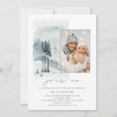 Invitation Forêt enneigée Photo Rejoignez-nous Code QR Mariag (Devant)