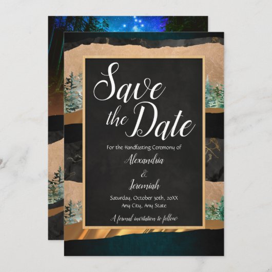Invitation Forêt Enregistrer la date (Devant / Derrière)