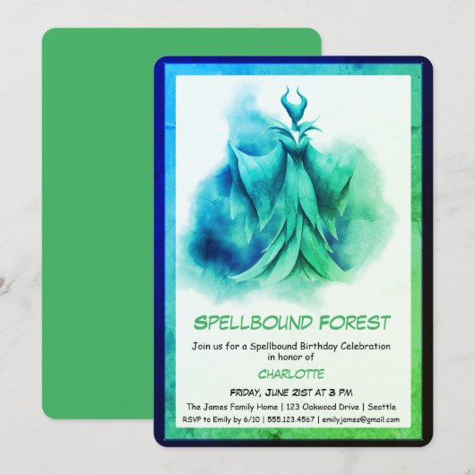 Invitation Forêt ensorcelée – Fête d'anniversaire de fée somb (Devant / Derrière)