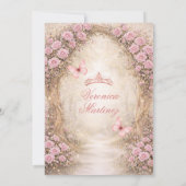 Invitation Forêt espagnole Papillon Rose & Or Douce 15 Ans (Dos)