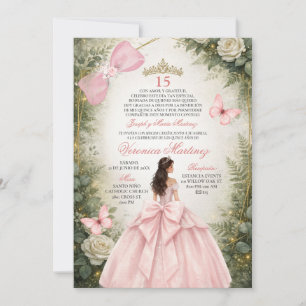 Invitation Forêt espagnole verdure rose floral 15 Ans