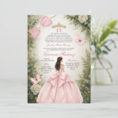 Invitation Forêt espagnole verdure rose floral 15 Ans (Debout devant)