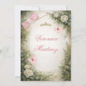 Invitation Forêt espagnole verdure rose floral 15 Ans (Dos)