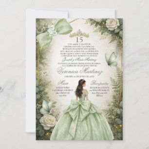 Invitation Forêt espagnole Verdure Vert Sauge Floral 15 Ans