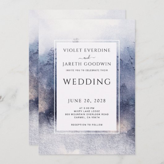 Invitation Forêt éthérée romantique Mariage d'aquarelle rusti (Devant / Derrière)