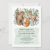 Invitation Forêt Fable Bois Animaux Bois Baby shower (Devant)