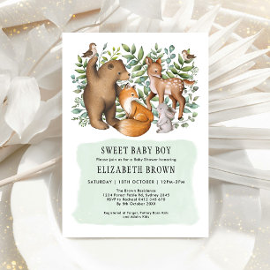 Invitation Forêt Fable Bois Animaux Bois Baby shower