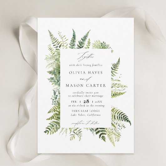 Invitation Forêt Fern Montagnes Forêt Forêt Mariage élégant