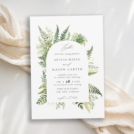 Invitation Forêt Fern Mountain Arche Woodland Mariage élégant
