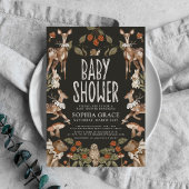 Invitation Forêt foncée Élégant Baby shower des animaux de bo