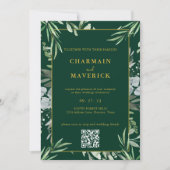Invitation Forêt foncée Vert Minime Bordure Texte Or Mariage (Devant)