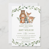 Invitation Forêt forestière Animaux Baby shower Végétation (Devant)