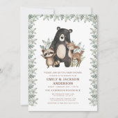 Invitation Forêt forestière Animaux Couples Baby shower (Devant)