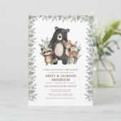 Invitation Forêt forestière Animaux Couples Baby shower (Debout devant)