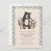 Invitation Forêt forestière Animaux Couples Baby shower (Devant)