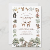 Invitation Forêt forestière Animaux Couples Baby shower (Devant)