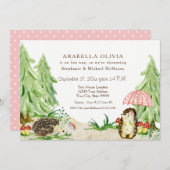 Invitation Forêt forestière Animaux Hérisson Baby shower fill (Devant / Derrière)