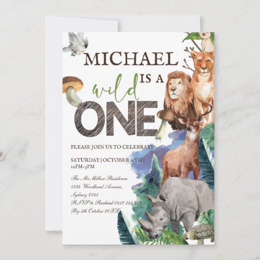 Invitation Forêt forestière Animaux sauvages (Devant)