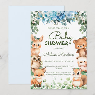 Invitation Forêt forestière Baby shower de végétation végétal