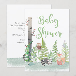 Invitation Forêt forestière Bébé Animaux Baby showers Invitat