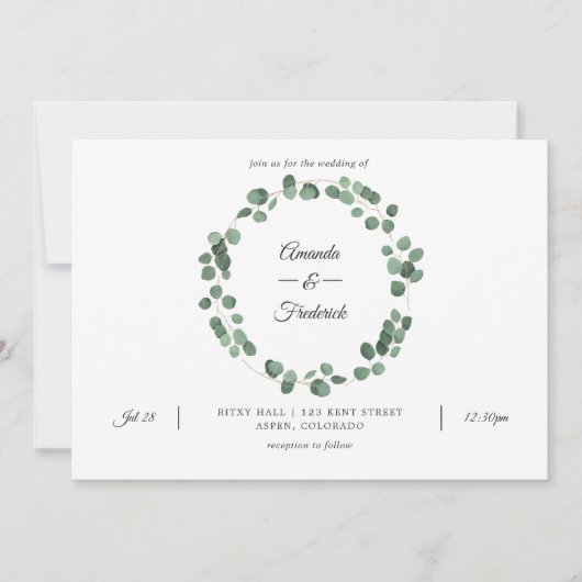 Invitation Forêt forestière Eucalyptus Mariage de verdure (Devant)