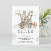 Invitation Forêt forestière hiver | Noël fête d'anniversaire (Debout devant)