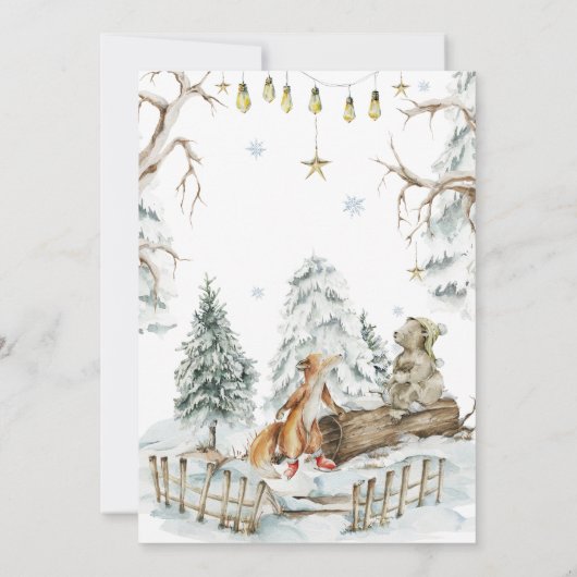 Invitation Forêt forestière hiver | Noël fête d'anniversaire (Dos)