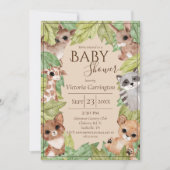 Invitation Forêt forestière Jungle Animaux Végétation Bébé (Devant)