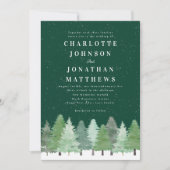 Invitation Forêt forestière moderne Green Mariage d'hiver (Devant)