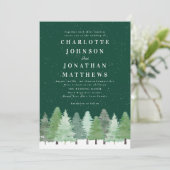 Invitation Forêt forestière moderne Green Mariage d'hiver (Debout devant)
