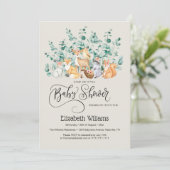 Invitation Forêt forestière Végétation Baby shower Animaux sa (Debout devant)