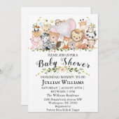 Invitation Forêt forestière Végétation Baby shower Animaux sa (Devant / Derrière)