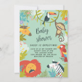 Invitation Forêt forestière Végétation Baby shower Animaux sa (Devant)