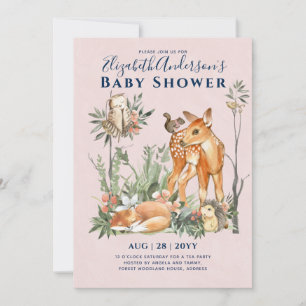 Invitation Forêt forestière Végétation Baby shower Animaux sa