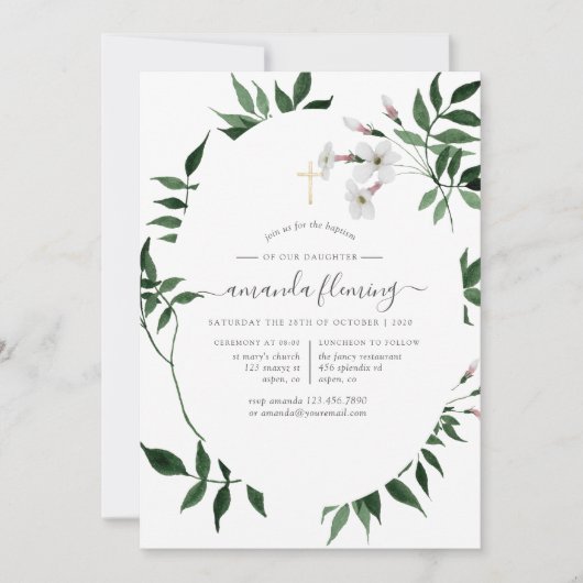 Invitation Forêt forestière Végétation Baptême ou baptême (Devant)