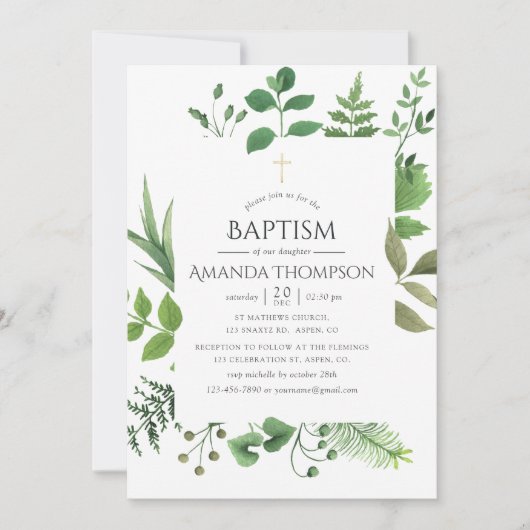 Invitation Forêt forestière Végétation Baptême ou baptême (Devant)