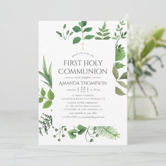 Invitation Forêt forestière Végétation Première communion sai (Debout devant)