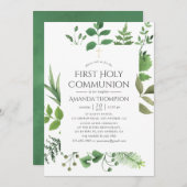 Invitation Forêt forestière Végétation Première communion sai (Devant / Derrière)