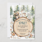 Invitation Forêt Forêt Bois Mets Animaux Ours Cerf 1er Premie (Devant)