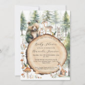 Invitation Forêt Forêt Bois Mignons Animaux Ours Cerf Baby sh (Devant)