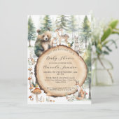 Invitation Forêt Forêt Bois Mignons Animaux Ours Cerf Baby sh (Debout devant)