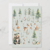 Invitation Forêt Forêt Bois Mignons Animaux Ours Cerf Baby sh (Dos)