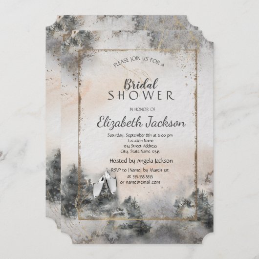 Invitation Forêt Forêt Bois Vin Fête des mariées en verre (Devant / Derrière)