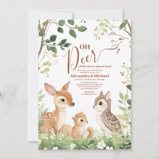 Invitation Forêt Forêt Forêt Oh Deer (Devant)