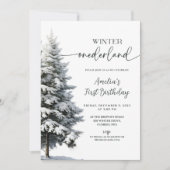 Invitation Forêt Hiver Onederland Anniversaire (Devant)