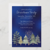 Invitation Forêt hivernale à l'aquarelle la nuit Arbres sur f (Devant)