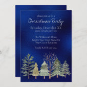 Invitation Forêt hivernale à l'aquarelle la nuit Arbres sur f (Devant / Derrière)