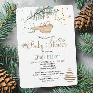Invitation Forêt hivernale blanche aquarelle naturelle shower