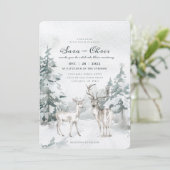 Invitation Forêt hivernale de neige boisée avec aquarelle de (Debout devant)