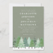 Invitation Forêt hivernale moderne Code QR Vert sauge Mariage (Devant)